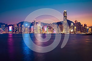 Hong Kong night skyline, Hong Kong view from victoria harbour