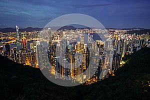 Hong Kong night view seen from Victoria Peak