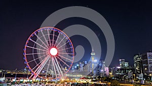 The Hong Kong Observation Wheel at night