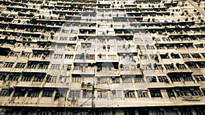 Hong Kong old resident apartment. Local life living in a pack sp