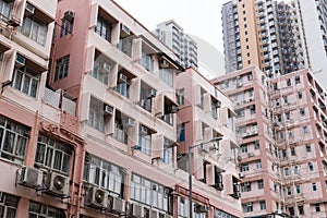 Hong Kong old residential building exterior