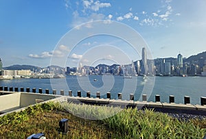 Hong Kong Skyline Architecture Ocean Horizon Panorama View West Kowloon Cultural District Roof Garden Outdoor Space Park