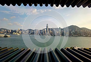 Hong Kong Skyline Architecture Ocean Horizon Panorama View West Kowloon Cultural District Roof Garden Outdoor Space Park