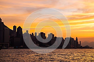 Hong Kong Skyline Kowloon from Fei Ngo Shan hill sunset