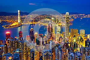 Hong Kong skyline at night photo