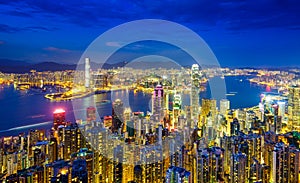 Hong Kong skyline at night, China