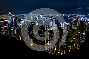 Hong Kong skyline at night from Victoria Peak