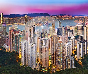 Hong Kong skyline night view