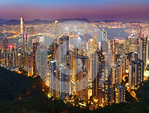 Hong Kong skyline at sunset