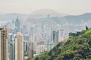 Hong Kong skyline. View from Victoria Peak