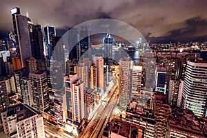 Hong Kong Skyscrapers with lights