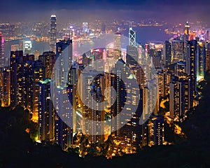 Hong Kong skyscrapers skyline cityscape view