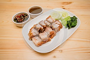 Hong Kong-style roast pork, roast pork, Thai roasted crispy pork photo