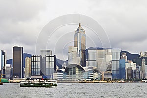 Hong Kong, Victoria harbor with a ferry