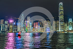 Hong Kong victoria panorama at night