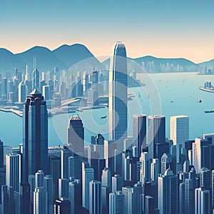 Hongkong flat vector city skyline