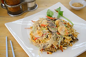 Hongkong noodle on white dish