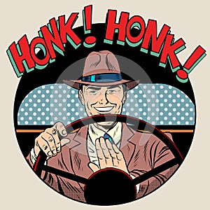 Honk vehicle horn driver man