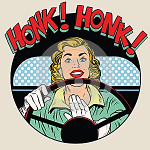 Honk vehicle horn driver woman