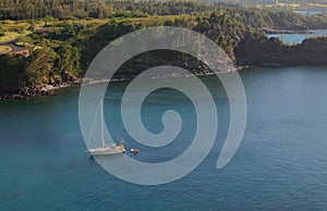 Honolua Bay with Sail Boat