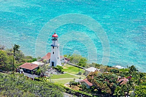 Honolulu Diamond head Lighthouse aerial view, Oahu, Hawaii