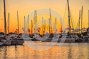 Honolulu Harbor at sunset