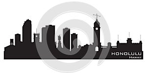 Honolulu Hawaii city skyline vector silhouette