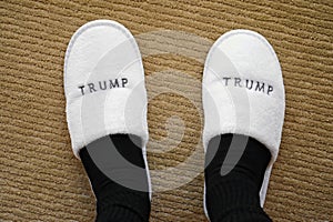 Trump International Hotel at Waikiki Beach Walk room slippers what name brand logo.