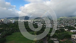Honolulu Rainbow Arch Oahu Island Hawaii Storm Clearing