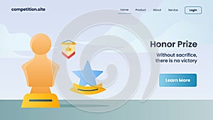 Honor prize with tagline without sacrifice there is no victory for website template landing homepage