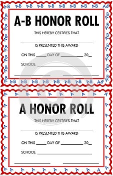 Honor roll certificates