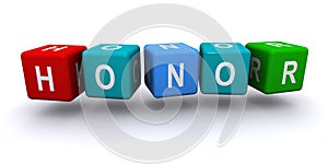 Honor word block on white