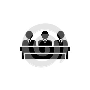 Honorable Jury Group, Committee Jurors. Flat Vector Icon illustration. Simple black symbol on white background. Honorable Jury