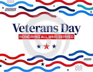 Honoring all who served, veterans day wallpaper with patriotic colors and typography