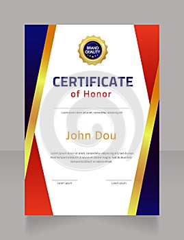 Honour certificate for academic performance design template
