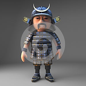 Honourable oriental samurai warrior stands in a noble way, 3d illustration