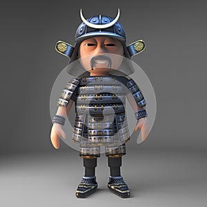 Honourable oriental samurai warrior stands in a noble way, 3d illustration photo