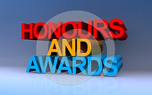 Honours and awards on blue photo