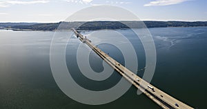 Hood Canal Floating Bridge Aerial Overview Poulsbo Washington USA