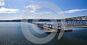 Hood Canal Floating Bridge  Looking Across Squamish Harbor to Poulsbo Washington photo