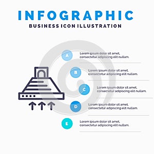 Hood, Cooking, Kitchen, Exhaust, Smoke Blue Infographics Template 5 Steps. Vector Line Icon template