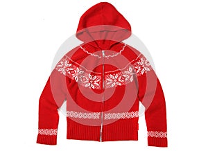 Hood red cardigan photo