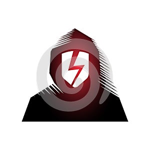 The hooded avatar, hacked and crossed out, is blocked. Isolated vector illustration