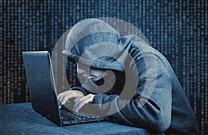 Hooded computer hacker