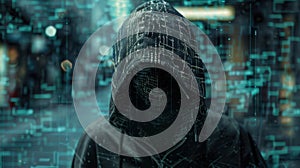 The Hooded Cyber Hacker. AI generated