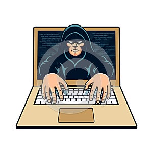 Hooded hacker gains remote access to laptop