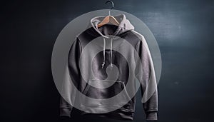 Hooded jacket on coathanger in fashion store generated by AI photo