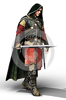 Hooded Medieval Man Render