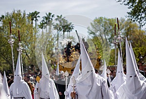 The hooded penitents in the processions of the cities