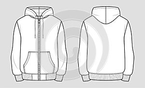 Hooded sweat jacket with zipper